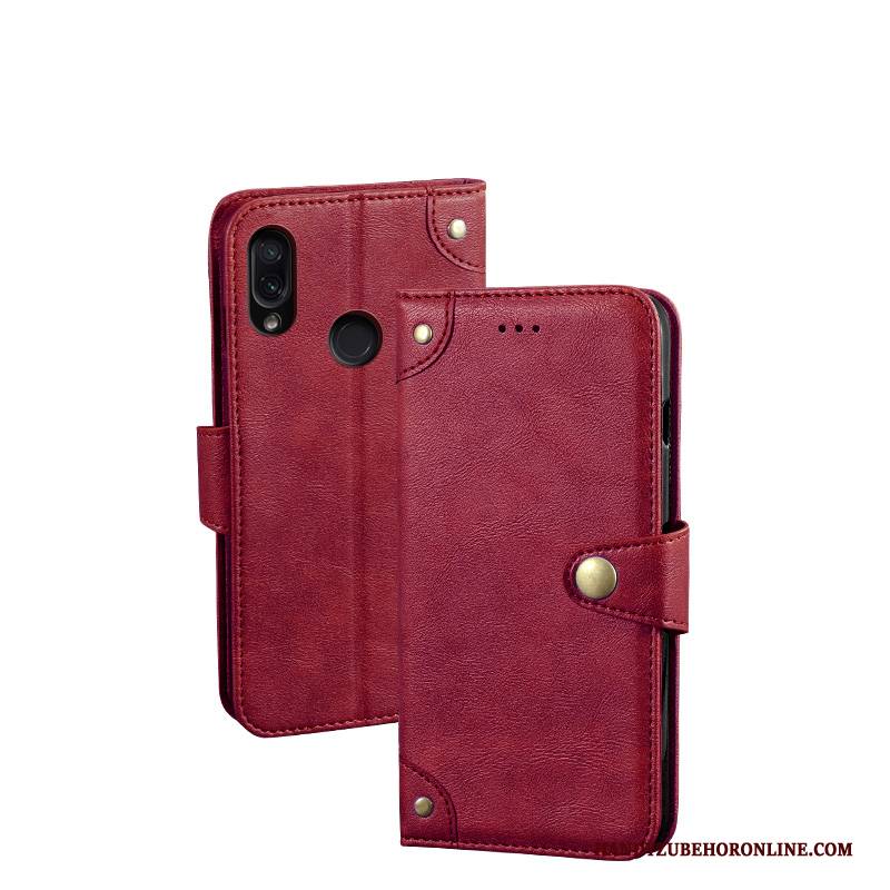 Hülle Redmi Note 7 Weiche Rot Anti-sturz, Case Redmi Note 7 Lederhülle Handyhüllen