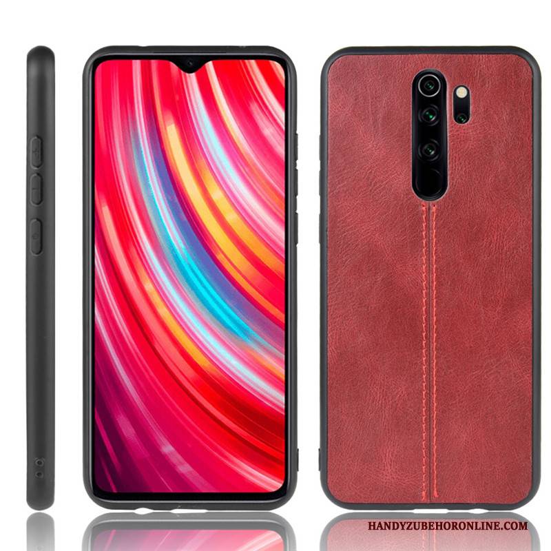 Hülle Redmi Note 8 Pro Leder Rot Schwer, Case Redmi Note 8 Pro Schutz Handyhüllen Mini