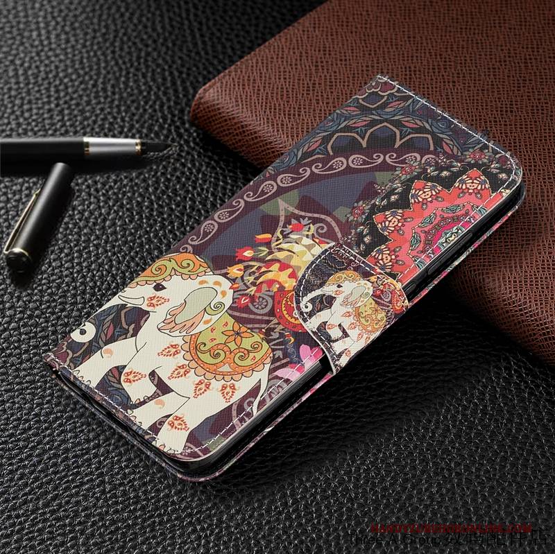 Hülle Redmi Note 8 Pro Lederhülle Handyhüllen Persönlichkeit, Case Redmi Note 8 Pro Karikatur Mini Rot