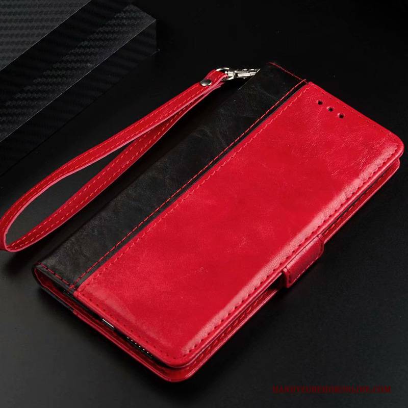 Hülle Redmi Note 8 Pro Lederhülle Membran Business, Case Redmi Note 8 Pro Folio Handyhüllen Rot