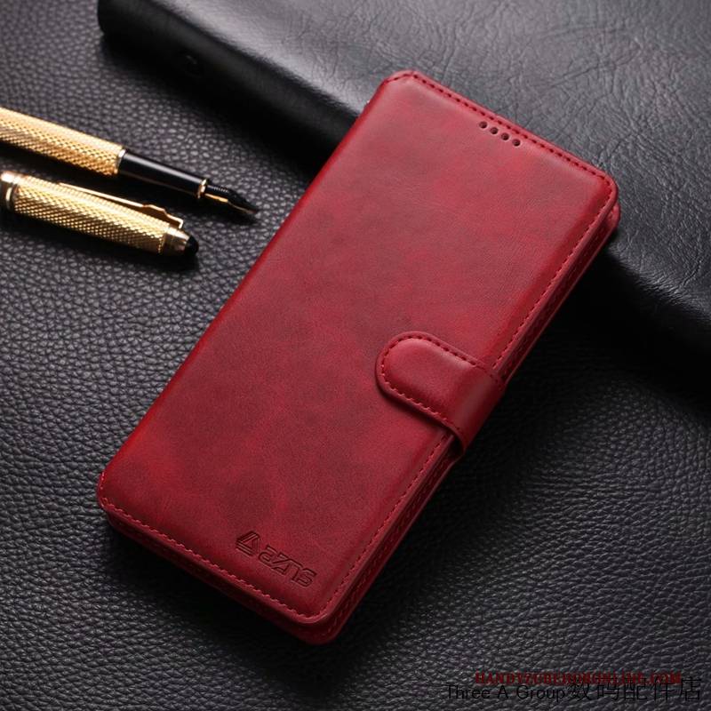 Hülle Redmi Note 8 Pro Lederhülle Rot Persönlichkeit, Case Redmi Note 8 Pro Folio Business Handyhüllen