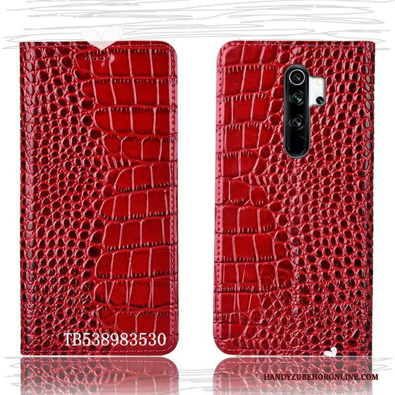 Hülle Redmi Note 8 Pro Schutz Muster Rot, Case Redmi Note 8 Pro Leder Handyhüllen Blau