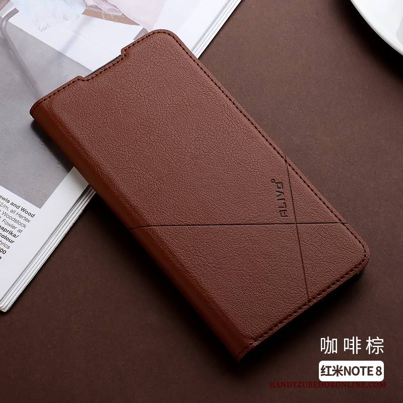 Hülle Redmi Note 8 Pro Silikon Schwarz Handyhüllen, Case Redmi Note 8 Pro Lederhülle Mini Rot