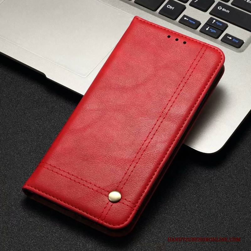 Hülle Redmi Note 8t Folio Rot Temperieren, Case Redmi Note 8t Leder Membran Business