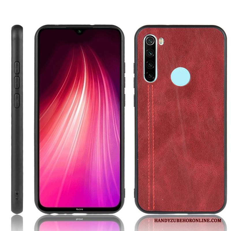 Hülle Redmi Note 8t Leder Schwer Mini, Case Redmi Note 8t Schutz Rot Handyhüllen