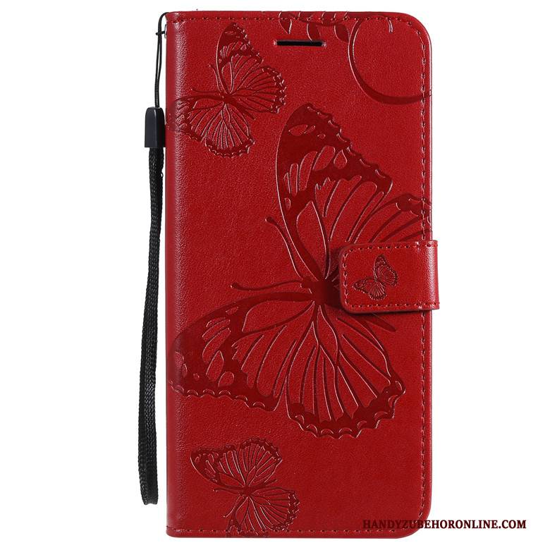 Hülle Redmi Note 8t Schutz Handyhüllen Rot, Case Redmi Note 8t Weiche Schmetterlingsblumen Anti-sturz