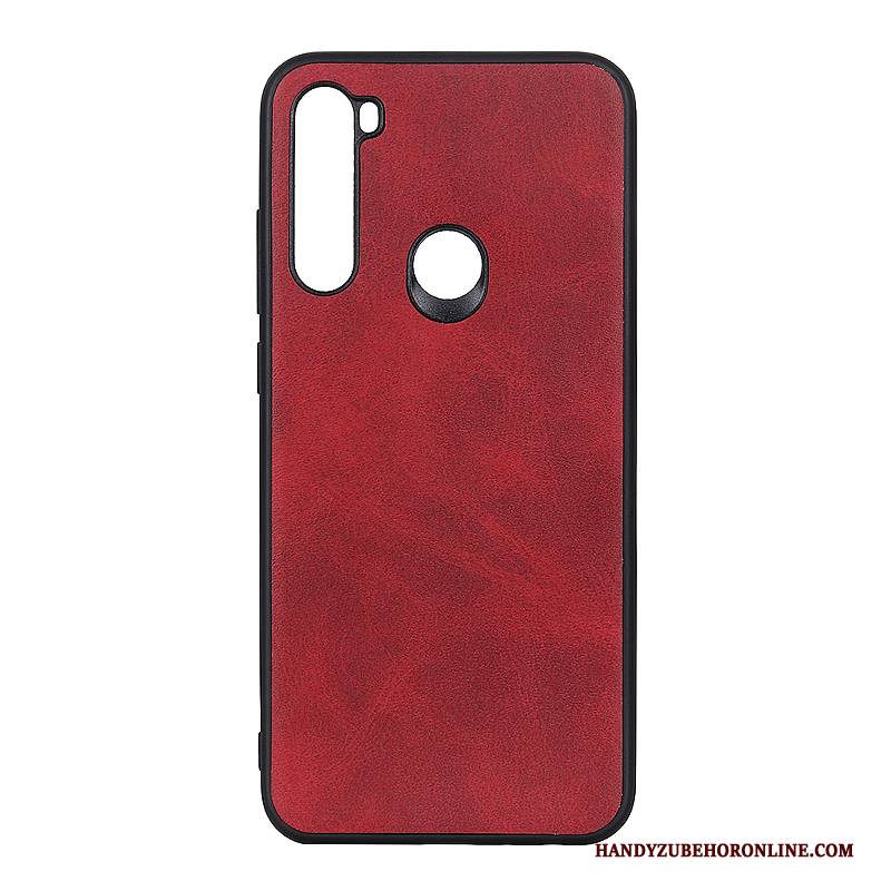 Hülle Redmi Note 8t Taschen Schwer Handyhüllen, Case Redmi Note 8t Leder Rot Weinrot