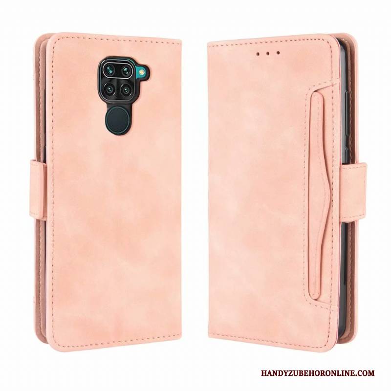 Hülle Redmi Note 9 Folio Handyhüllen Rot, Case Redmi Note 9 Taschen Karte Rosa