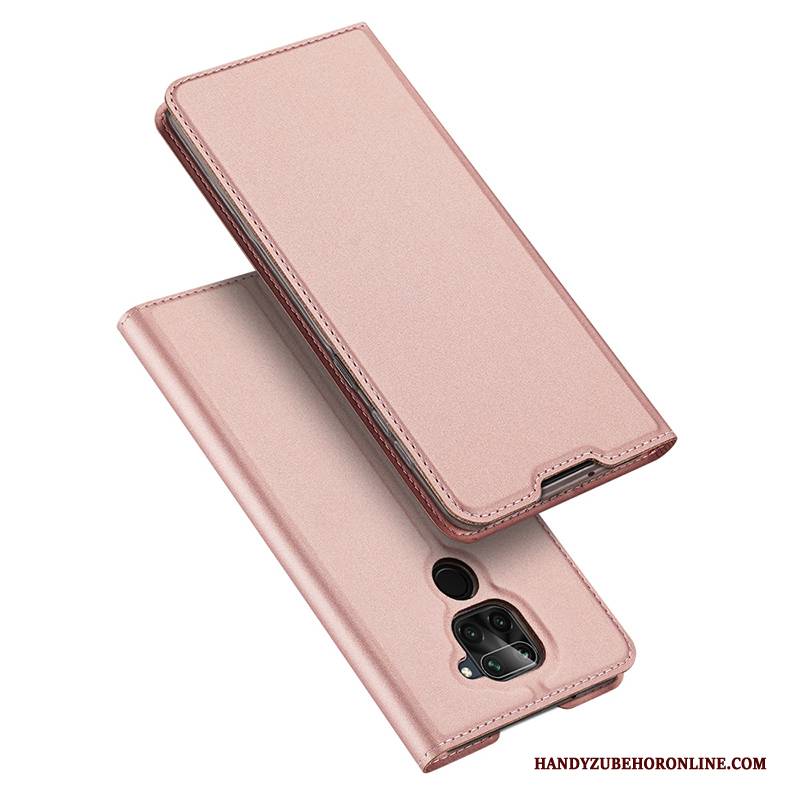 Hülle Redmi Note 9 Lederhülle Rot Handyhüllen, Case Redmi Note 9 Folio Rosa Schlank