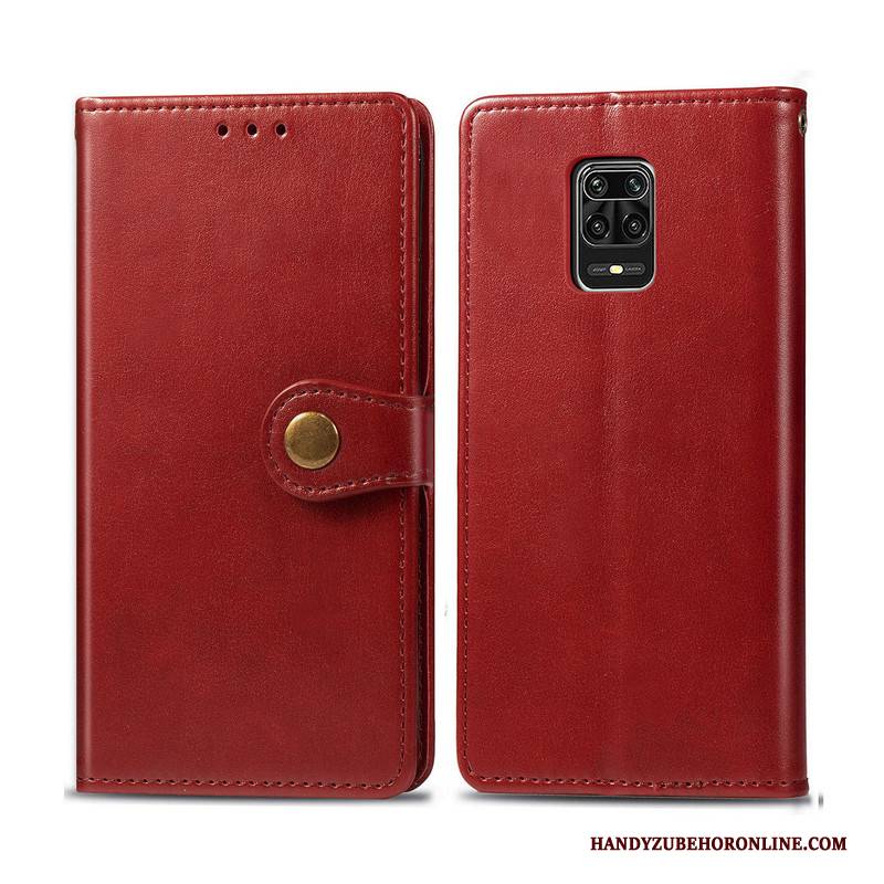 Hülle Redmi Note 9 Pro Schutz Einfach Einfarbig, Case Redmi Note 9 Pro Folio Business Rot