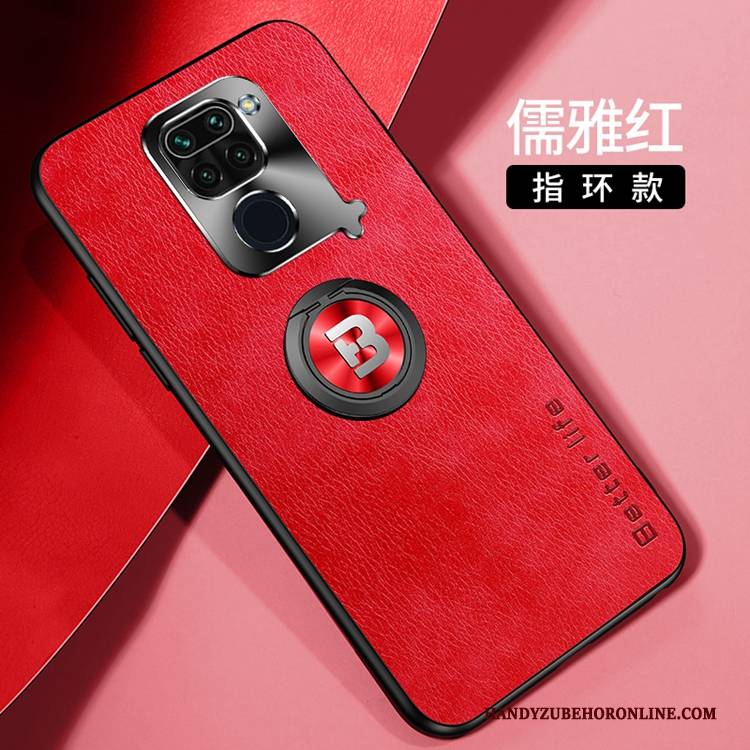 Hülle Redmi Note 9 Schutz Business Handyhüllen, Case Redmi Note 9 Lederhülle Rot Anti-sturz