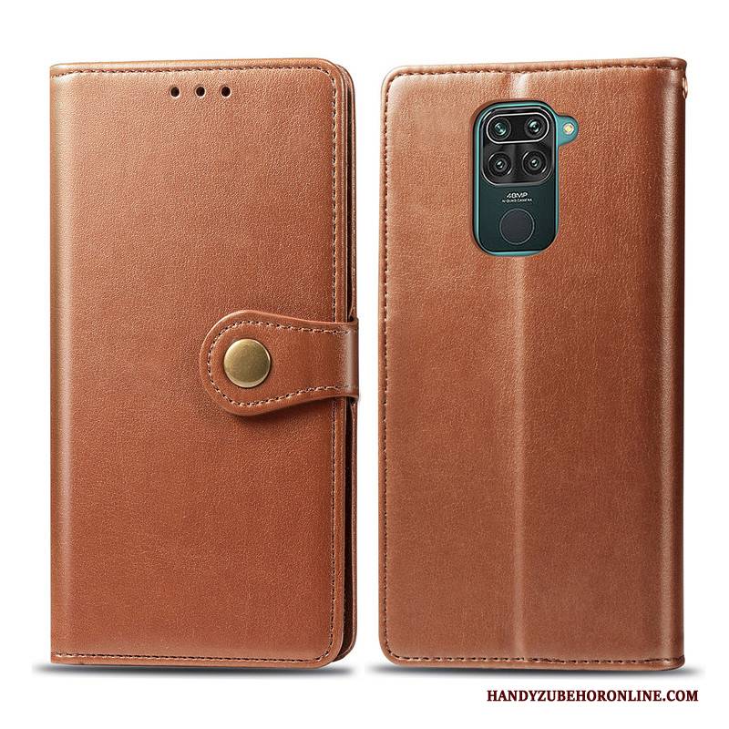 Hülle Redmi Note 9 Schutz Hängende Verzierungen Einfach, Case Redmi Note 9 Leder Rot Business