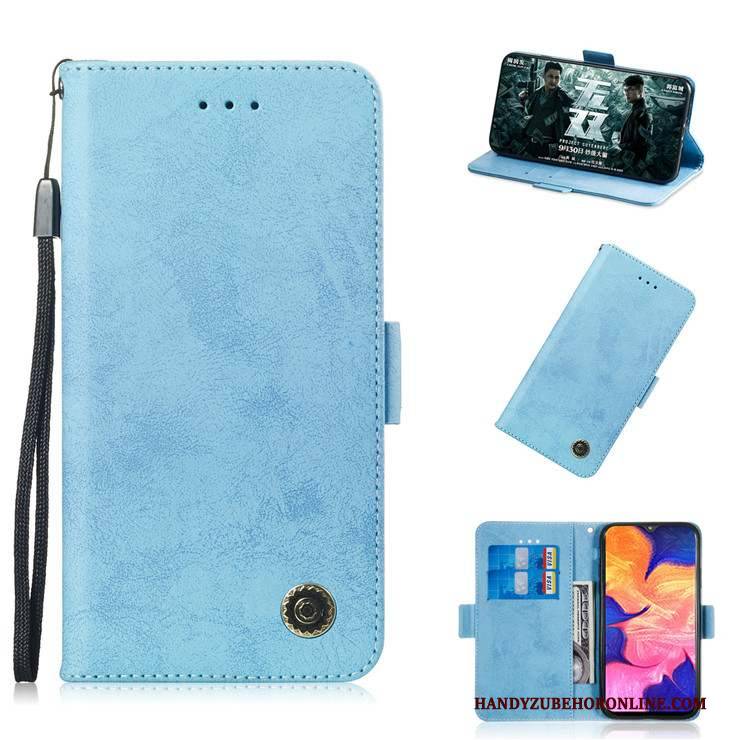 Hülle Samsung Galaxy A10 Lederhülle Anti-sturz Blau, Case Samsung Galaxy A10 Silikon Handyhüllen