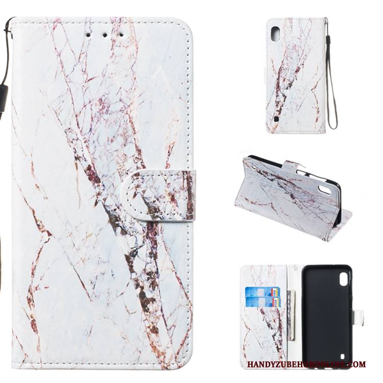 Hülle Samsung Galaxy A10 Lederhülle Weiß Handyhüllen, Case Samsung Galaxy A10 Folio