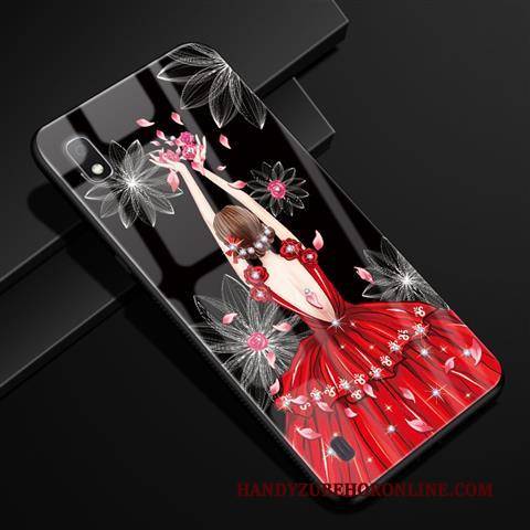 Hülle Samsung Galaxy A10 Luxus Garn Rot, Case Samsung Galaxy A10 Schutz Angepasst Glas