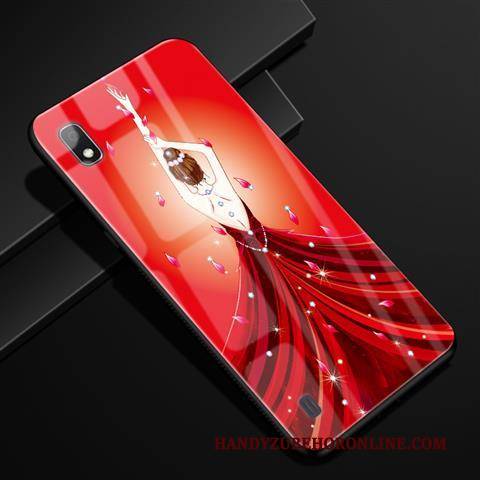 Hülle Samsung Galaxy A10 Luxus Garn Rot, Case Samsung Galaxy A10 Schutz Angepasst Glas