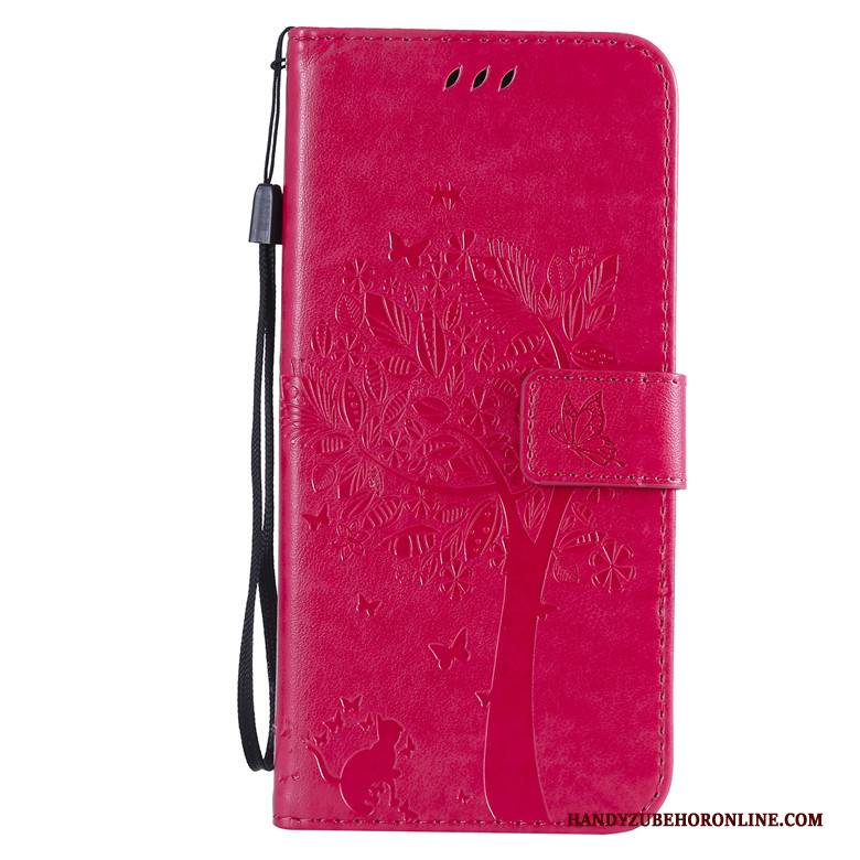 Hülle Samsung Galaxy A10 Silikon Rosa Anti-sturz, Case Samsung Galaxy A10 Folio Katzen Bäume