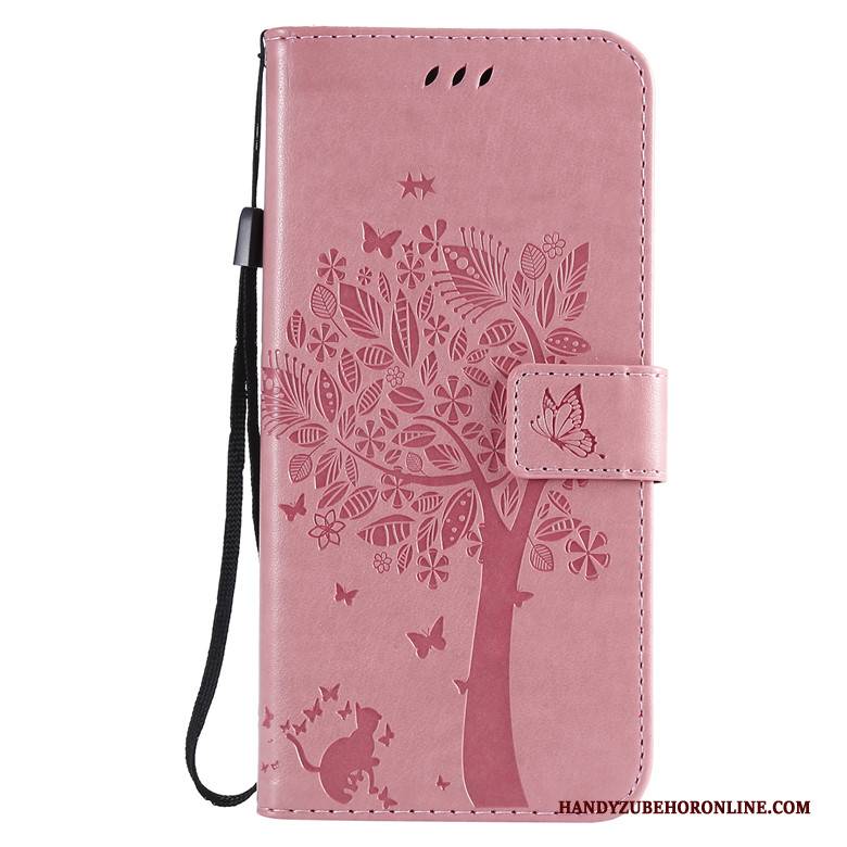 Hülle Samsung Galaxy A10 Silikon Rosa Anti-sturz, Case Samsung Galaxy A10 Folio Katzen Bäume