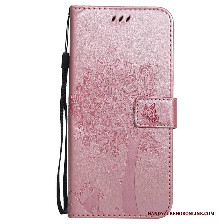 Hülle Samsung Galaxy A10 Silikon Rosa Anti-sturz, Case Samsung Galaxy A10 Folio Katzen Bäume