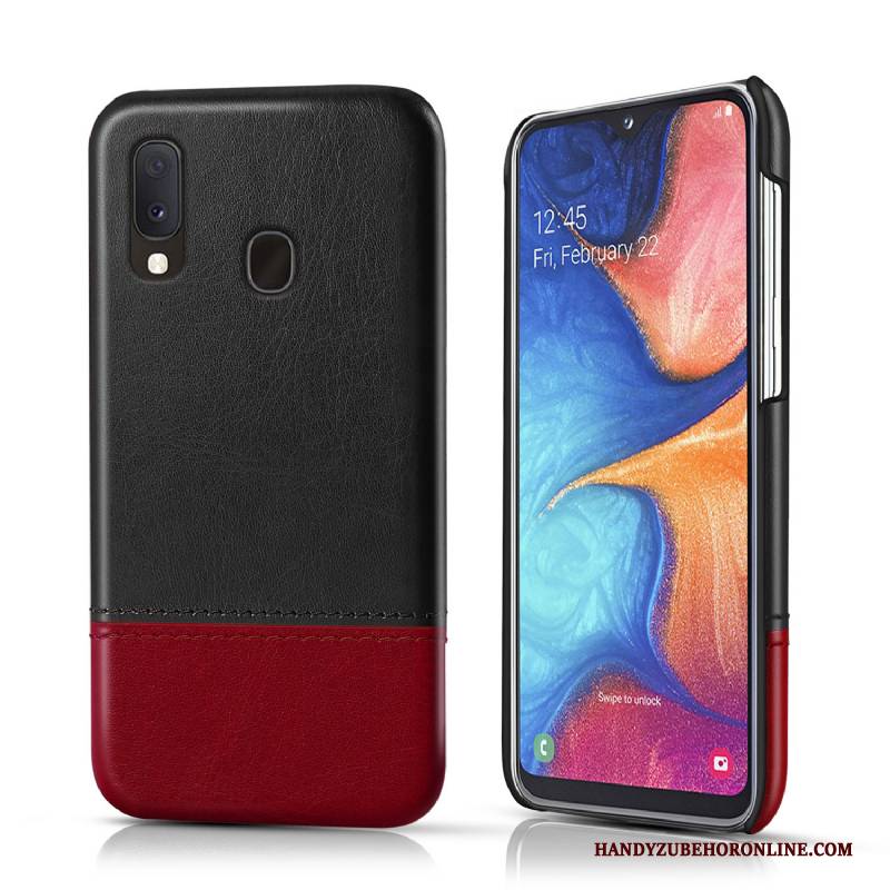 Hülle Samsung Galaxy A20e Leder Persönlichkeit Business, Case Samsung Galaxy A20e Schutz Handyhüllen Schwarz