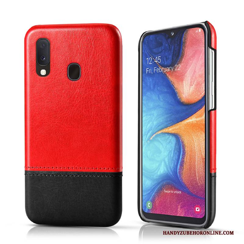 Hülle Samsung Galaxy A20e Leder Persönlichkeit Business, Case Samsung Galaxy A20e Schutz Handyhüllen Schwarz