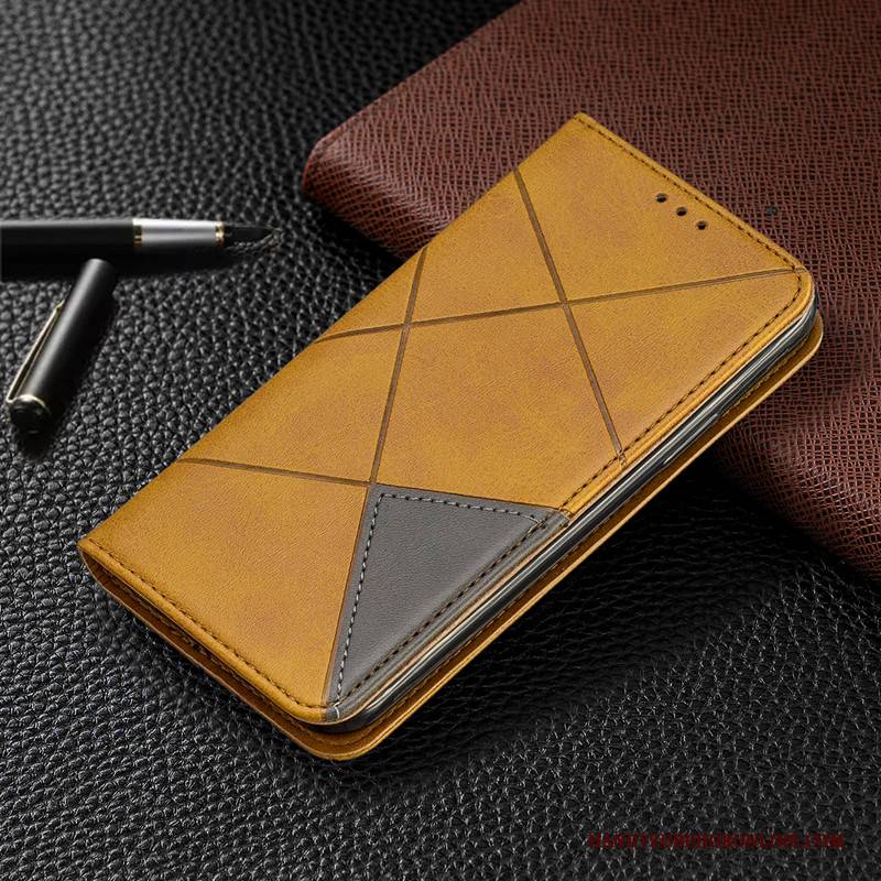 Hülle Samsung Galaxy A20s Geldbörse Gelb Automatisch, Case Samsung Galaxy A20s Taschen Handyhüllen