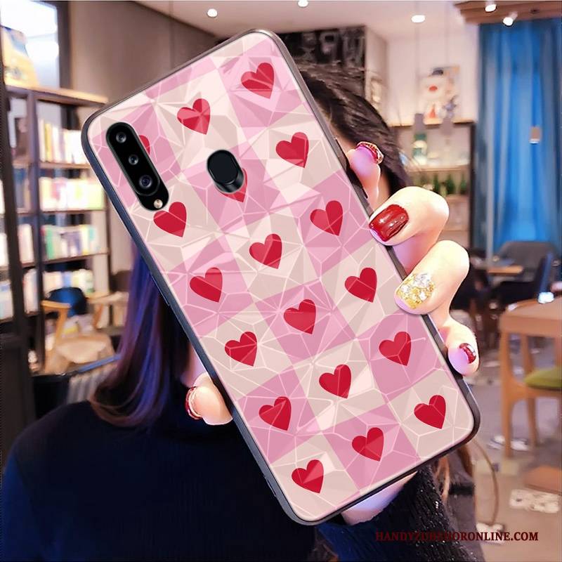 Hülle Samsung Galaxy A20s Karikatur Persönlichkeit Diamantform, Case Samsung Galaxy A20s Schutz Krokodilmuster Rot