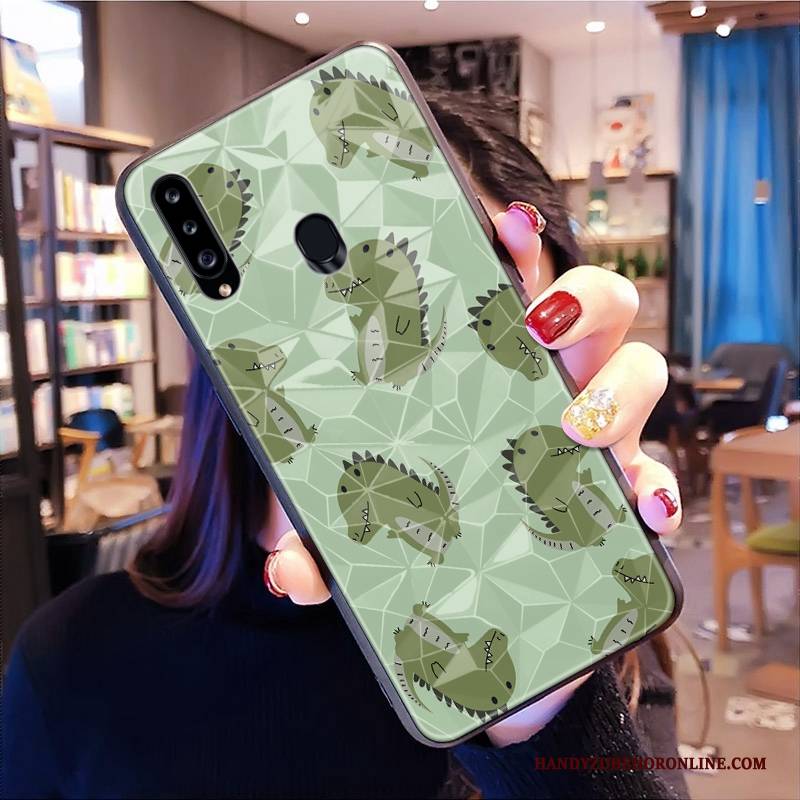 Hülle Samsung Galaxy A20s Karikatur Persönlichkeit Diamantform, Case Samsung Galaxy A20s Schutz Krokodilmuster Rot