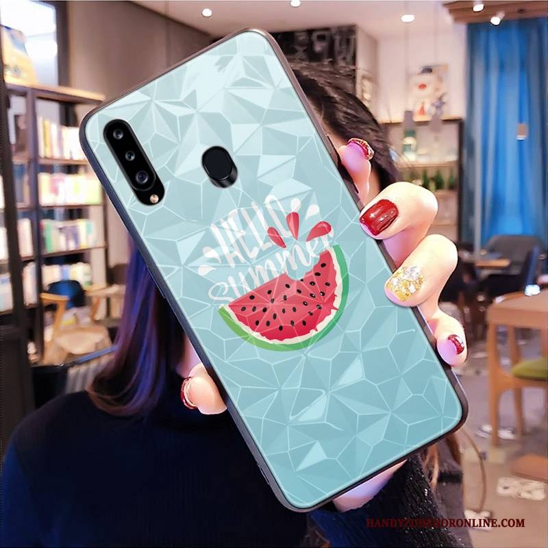 Hülle Samsung Galaxy A20s Karikatur Persönlichkeit Diamantform, Case Samsung Galaxy A20s Schutz Krokodilmuster Rot