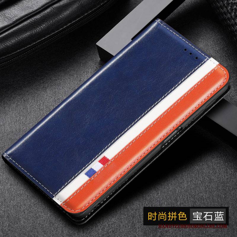 Hülle Samsung Galaxy A20s Lederhülle Business Blau, Case Samsung Galaxy A20s Folio Handyhüllen