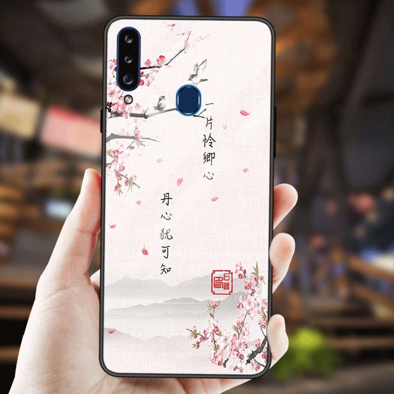 Hülle Samsung Galaxy A20s Taschen Gehärtetes Glas Netto Rot, Case Samsung Galaxy A20s Schutz Anti-sturz Schwarz