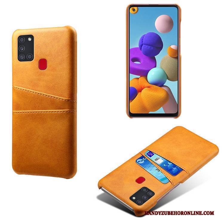 Hülle Samsung Galaxy A21s Taschen Persönlichkeit Anti-sturz, Case Samsung Galaxy A21s Leder Mini Gelb