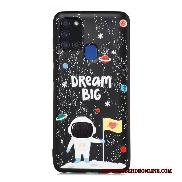 Hülle Samsung Galaxy A21s Taschen Schwarz Nubuck, Case Samsung Galaxy A21s Karikatur Handyhüllen Anti-sturz