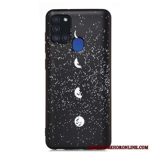 Hülle Samsung Galaxy A21s Taschen Schwarz Nubuck, Case Samsung Galaxy A21s Karikatur Handyhüllen Anti-sturz