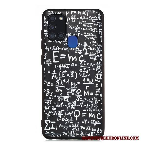 Hülle Samsung Galaxy A21s Taschen Schwarz Nubuck, Case Samsung Galaxy A21s Karikatur Handyhüllen Anti-sturz