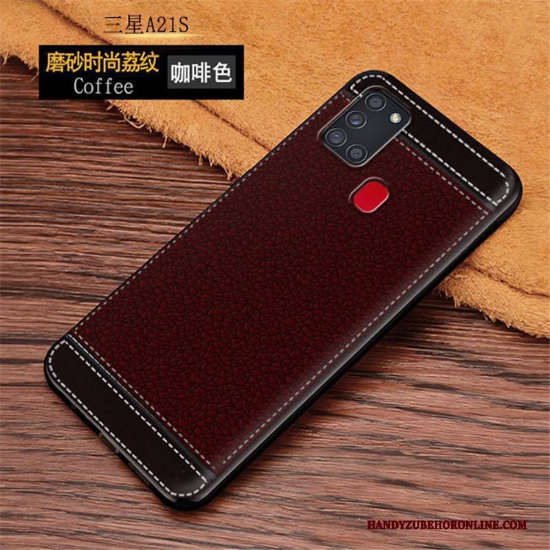 Hülle Samsung Galaxy A21s Weiche Einfach Anti-sturz, Case Samsung Galaxy A21s Taschen Hängender Hals Einfarbig