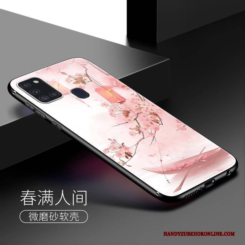 Hülle Samsung Galaxy A21s Weiche Handyhüllen Kunst, Case Samsung Galaxy A21s Silikon Wind Rosa