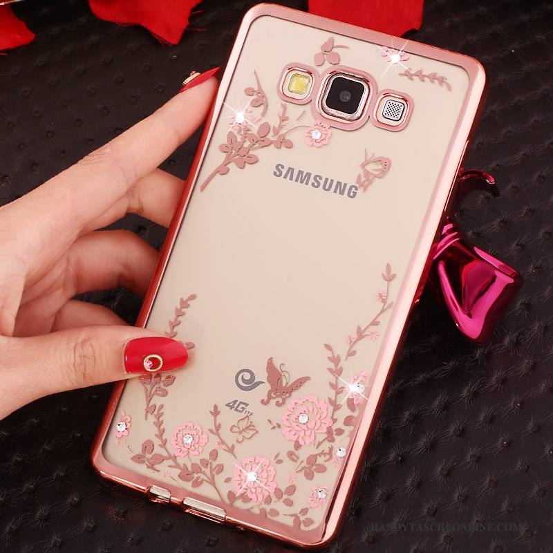 Hülle Samsung Galaxy A3 2015 Strass Gold Handyhüllen, Case Samsung Galaxy A3 2015 Halterung Anti-sturz