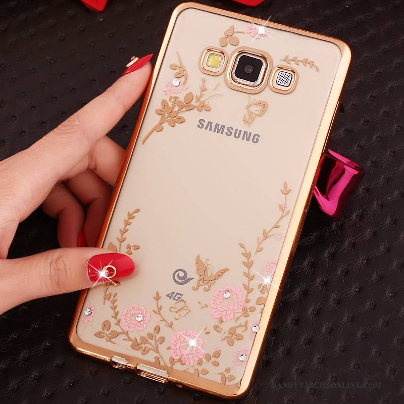 Hülle Samsung Galaxy A3 2015 Strass Gold Handyhüllen, Case Samsung Galaxy A3 2015 Halterung Anti-sturz