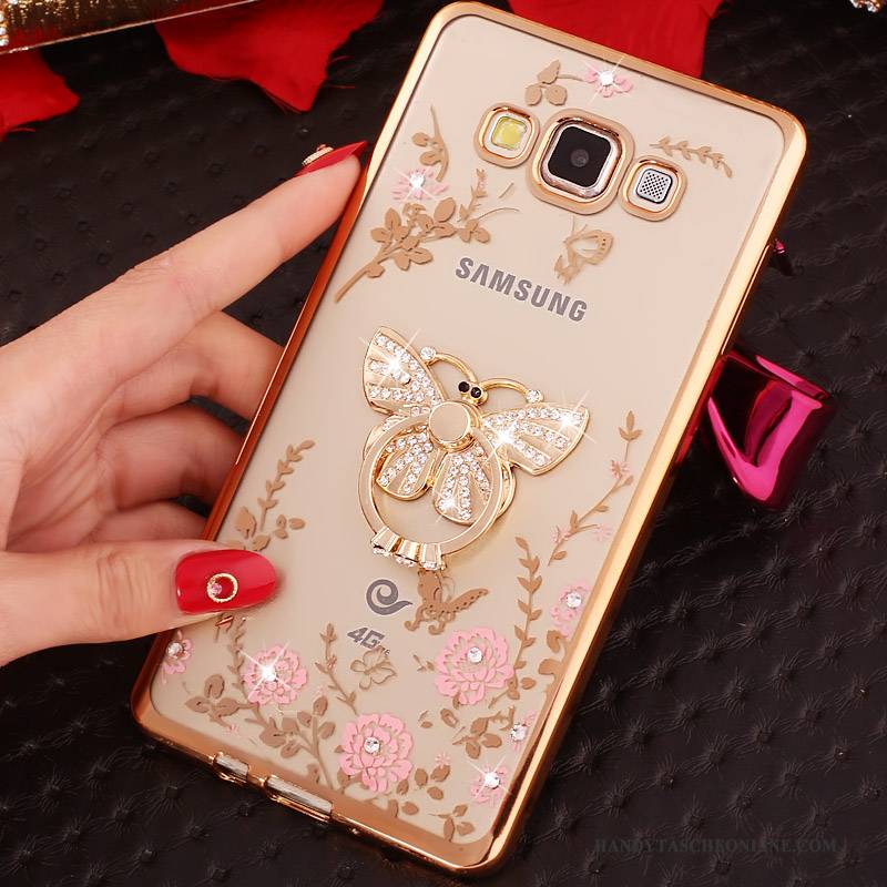 Hülle Samsung Galaxy A3 2015 Strass Gold Handyhüllen, Case Samsung Galaxy A3 2015 Halterung Anti-sturz