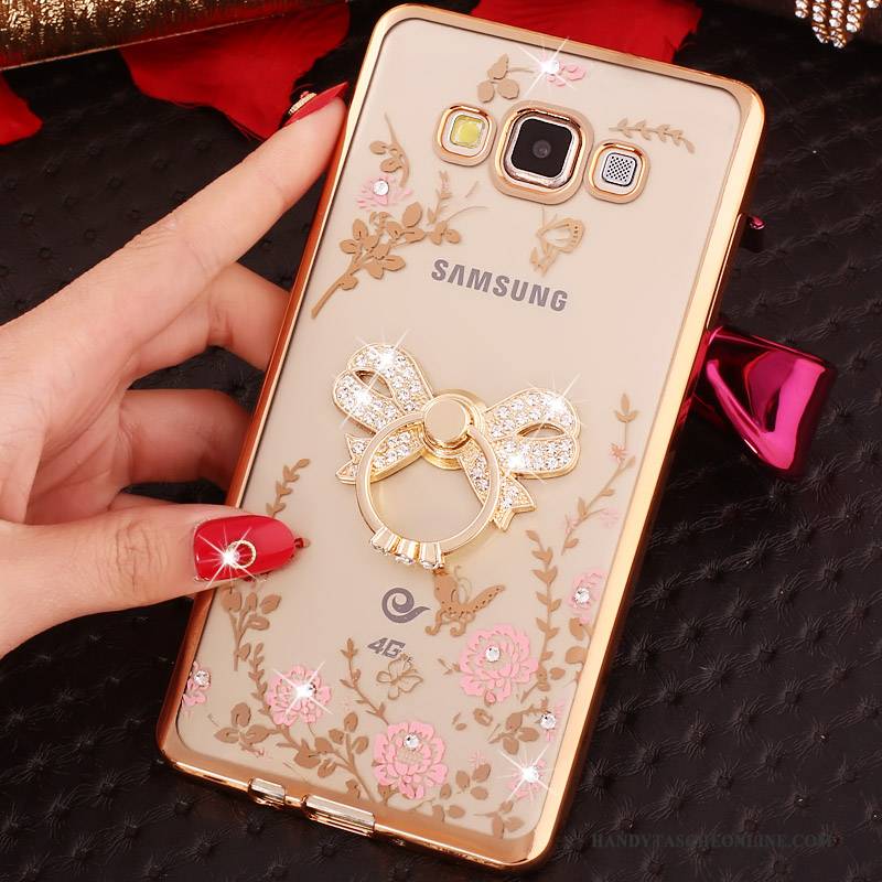 Hülle Samsung Galaxy A3 2015 Strass Gold Handyhüllen, Case Samsung Galaxy A3 2015 Halterung Anti-sturz