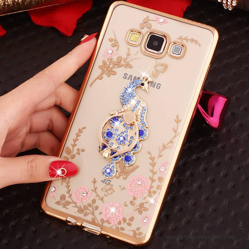 Hülle Samsung Galaxy A3 2015 Strass Gold Handyhüllen, Case Samsung Galaxy A3 2015 Halterung Anti-sturz