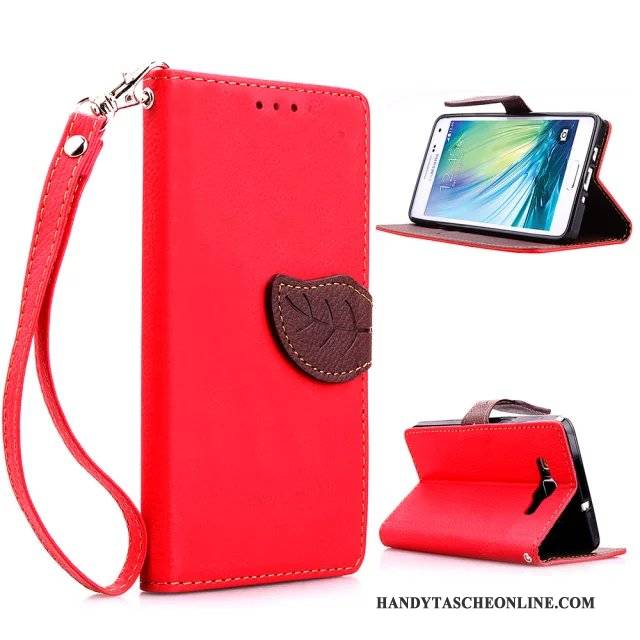 Hülle Samsung Galaxy A3 2015 Taschen Handyhüllen Anti-sturz, Case Samsung Galaxy A3 2015 Folio Rot