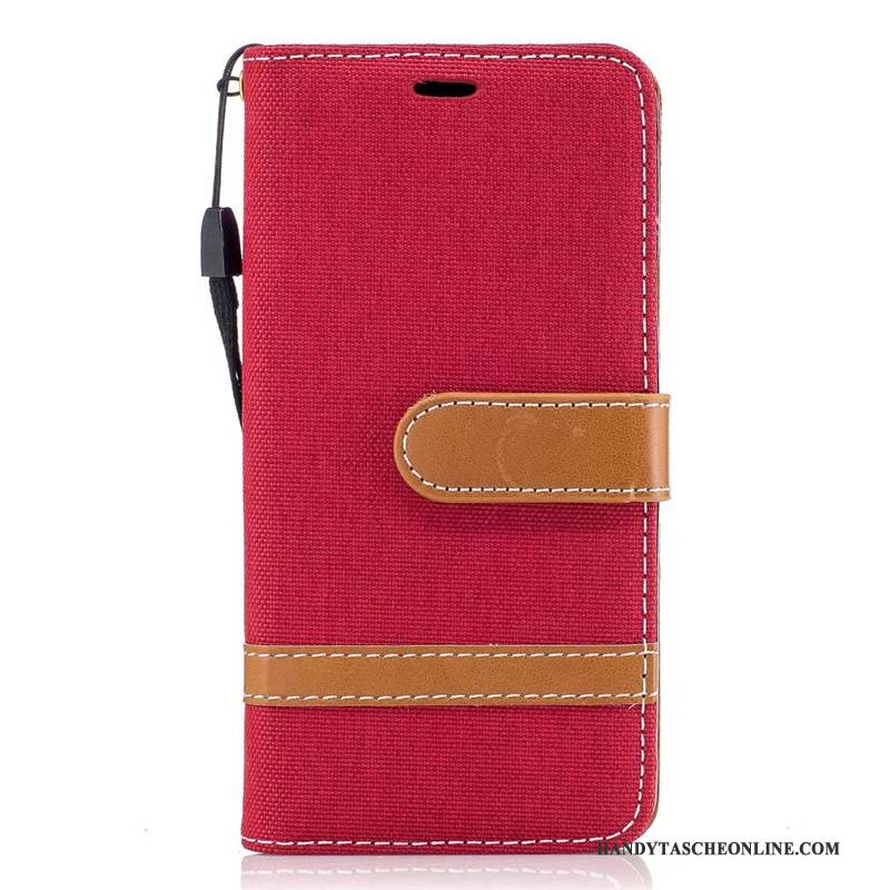 Hülle Samsung Galaxy A3 2016 Lederhülle Denim Rot, Case Samsung Galaxy A3 2016 Geldbörse