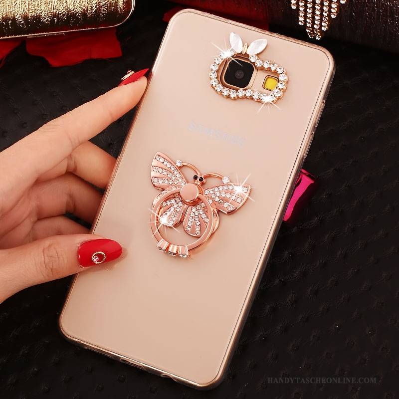 Hülle Samsung Galaxy A3 2016 Strass Handyhüllen Rosa, Case Samsung Galaxy A3 2016 Schutz Ring Transparent