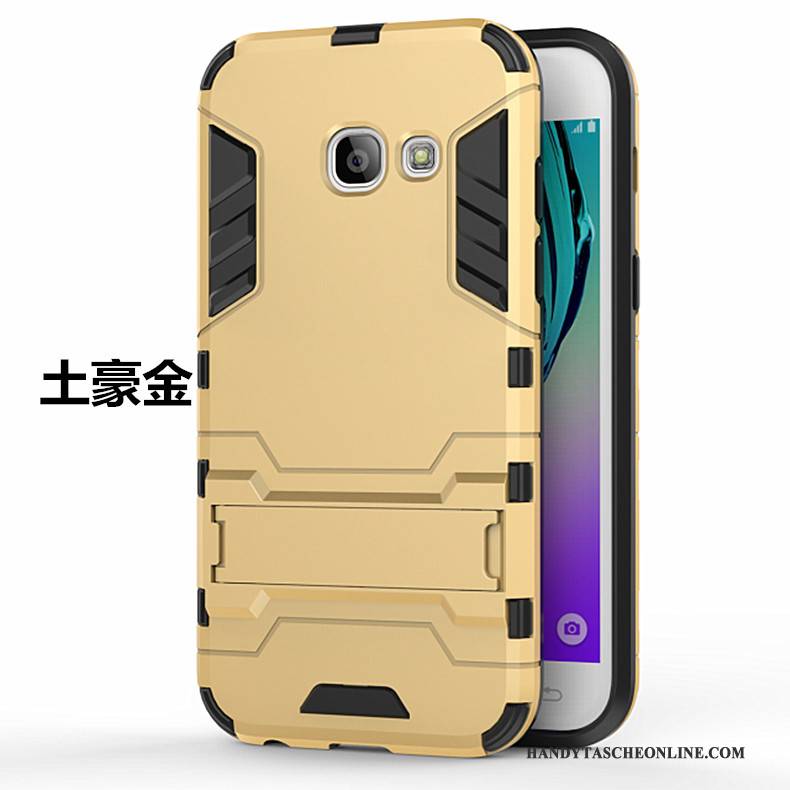 Hülle Samsung Galaxy A3 2017 Halterung Gold Schwer, Case Samsung Galaxy A3 2017 Schutz Handyhüllen Anti-sturz