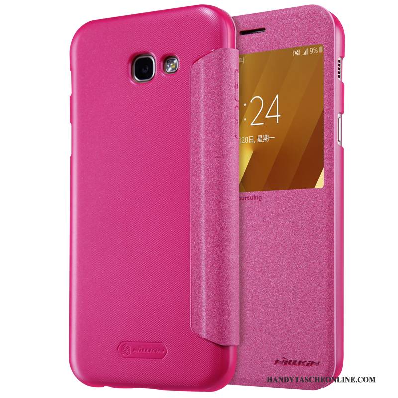 Hülle Samsung Galaxy A3 2017 Lederhülle Anti-sturz Rot, Case Samsung Galaxy A3 2017 Schutz Handyhüllen