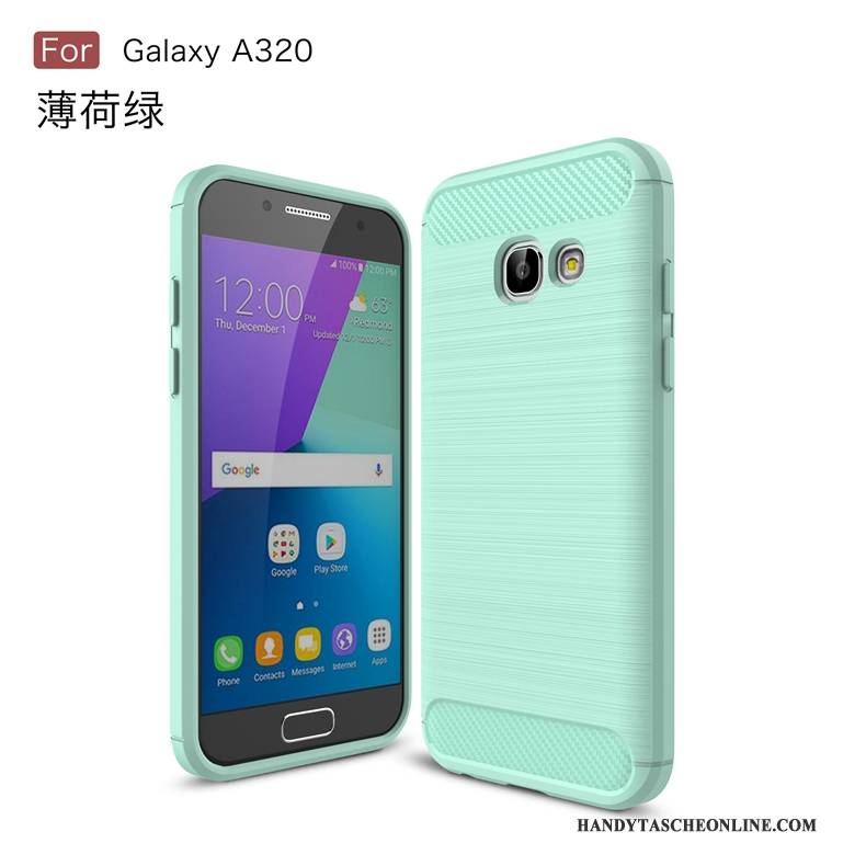 Hülle Samsung Galaxy A3 2017 Weiche Grün Anti-sturz, Case Samsung Galaxy A3 2017 Faser Muster