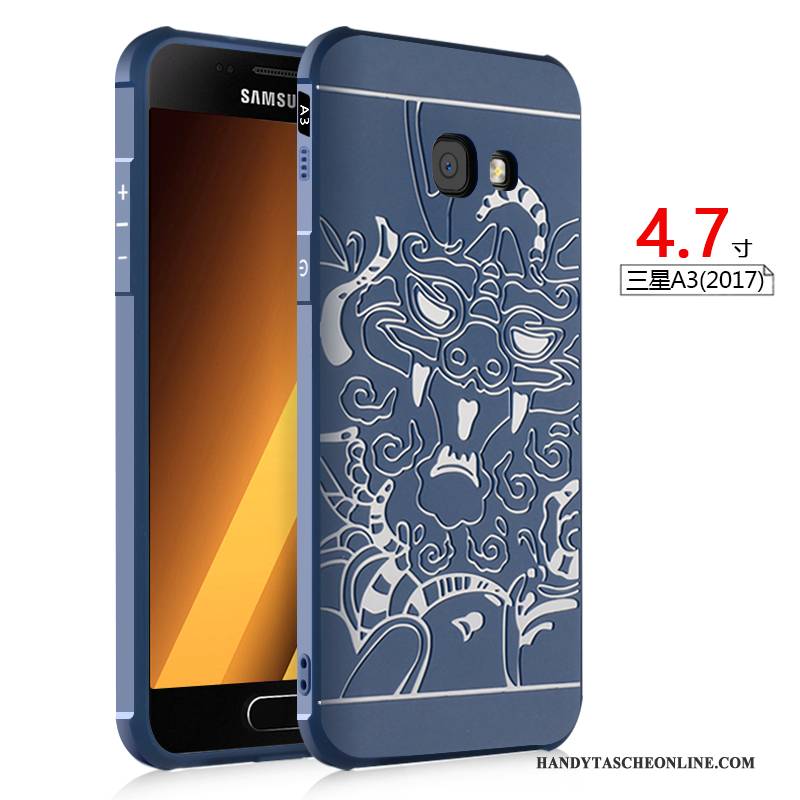 Hülle Samsung Galaxy A3 2017 Weiche Schwarz Anti-sturz, Case Samsung Galaxy A3 2017 Prägung Lichtfarbe Handyhüllen