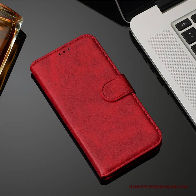 Hülle Samsung Galaxy A30s Leder Rot Muster, Case Samsung Galaxy A30s Schutz Kuh Handyhüllen